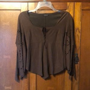 Faux suede top small